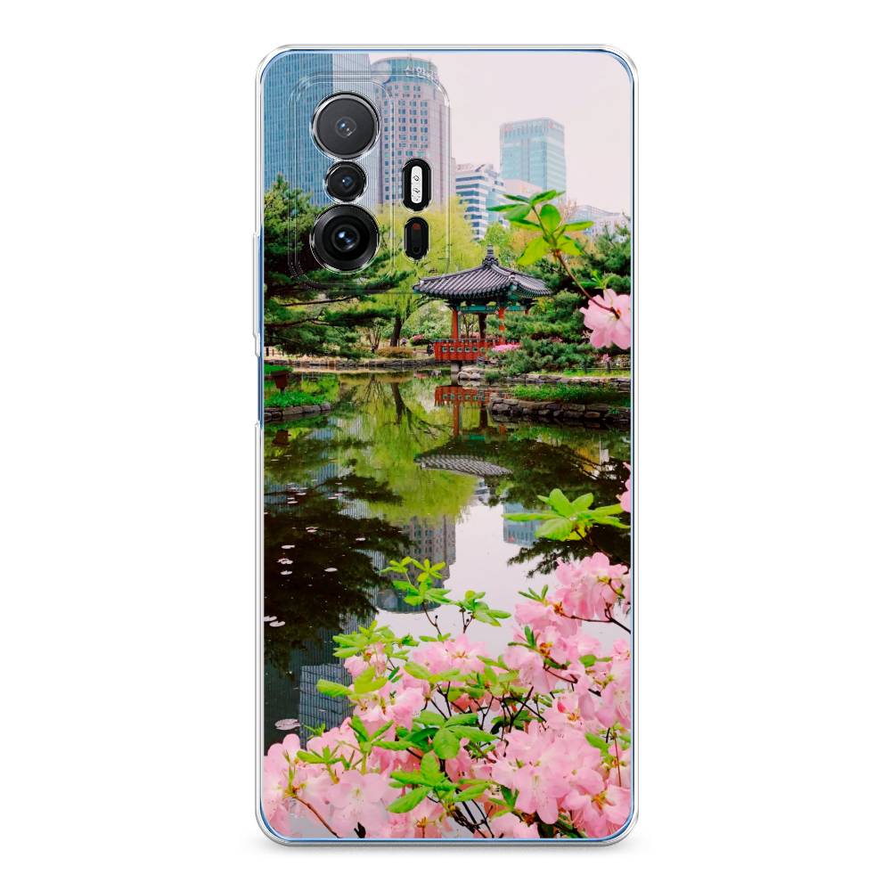 

Чехол на Xiaomi Mi 11T "Сакура возле озера", Зеленый;розовый;голубой, 313750-2