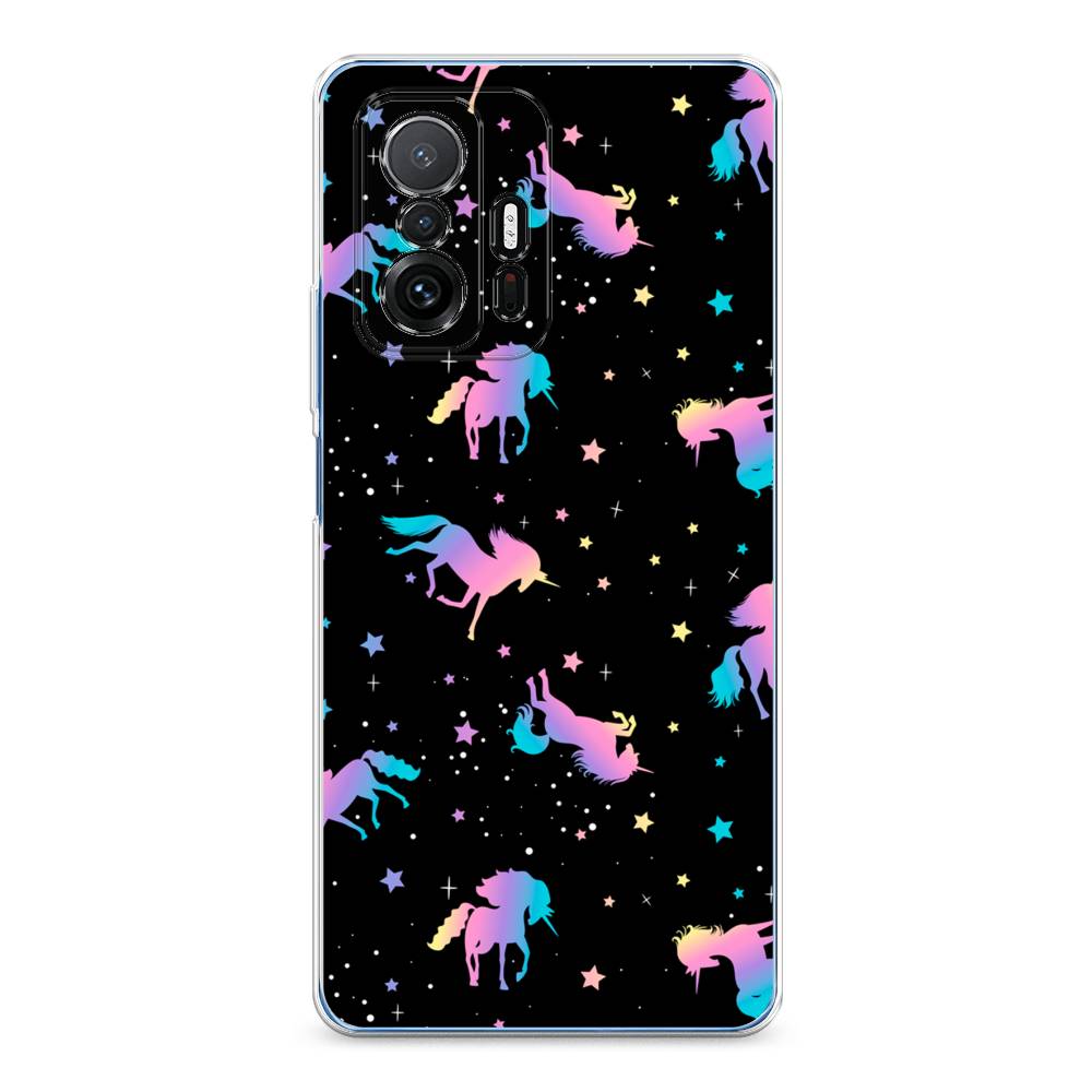 

Чехол на Xiaomi Mi 11T "Единороги градиент", Черный;розовый;голубой, 313750-1