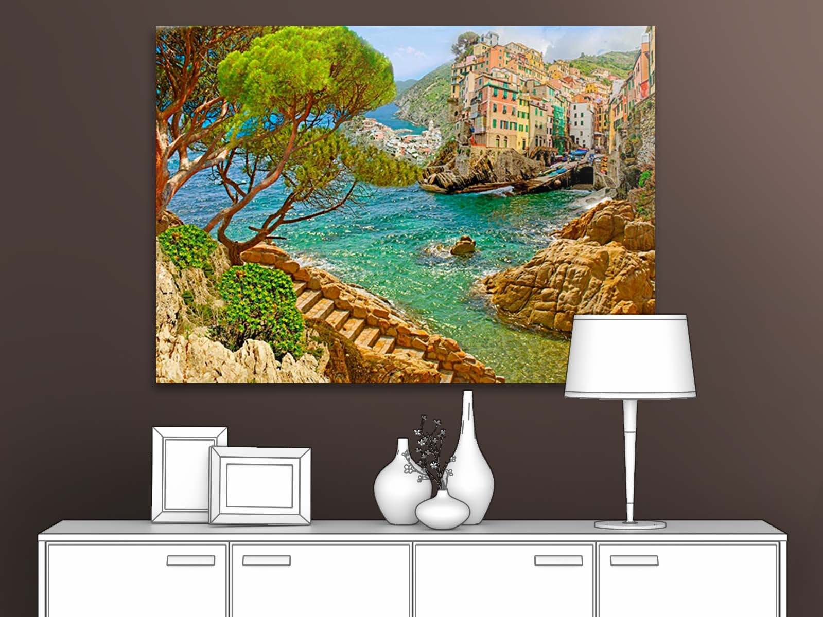 

Картина для интерьера ПЕРВОЕ АТЕЛЬЕ "Вид на город на скалах" 35х25 см, Вид на город на скалах