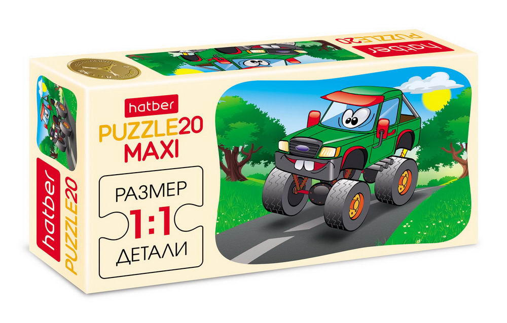 

Пазл MAXI Hatber Веселые гонки 20 элементов, формат 230Х165мм 20ПЗ5-24604