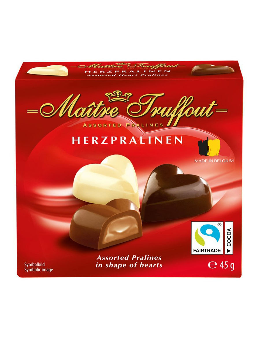 Конфеты шоколадные Maitre Truffout Мини-сердца ассорти 45 г