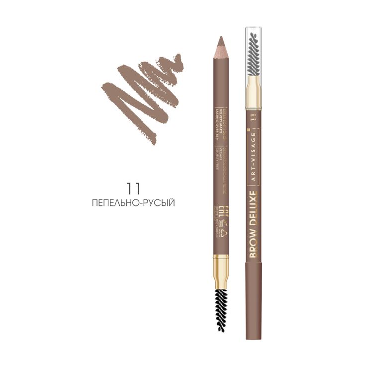 Карандаш для бровей пудровый ART-VISAGE BROW DELUXE 11 пепельно-русый карандаш для бровей art visage brow deluxe пудровый тон 12 коричневый