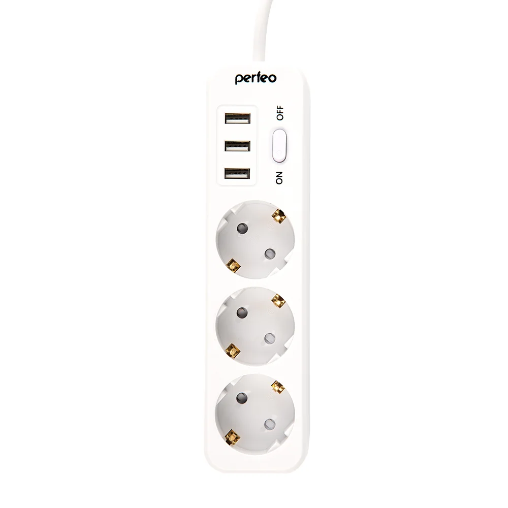 фото Сетевой фильтр perfeo power stream 3 sockets 3xusb 4m white pf_c3908 nobrand