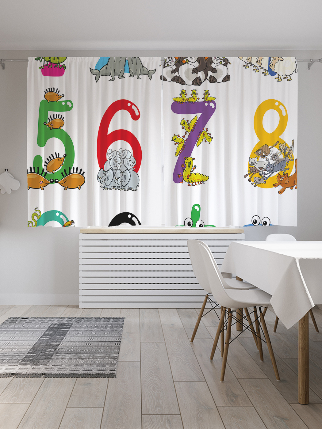 

Шторы с фотопечатью JoyArty "Звериный счет" из сатена, 290х180 см