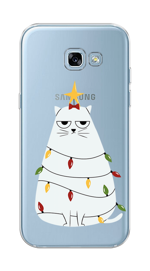 

Чехол на Samsung Galaxy A5 2017 "Котик в гирлянде", Белый;красный;желтый, 20650-1