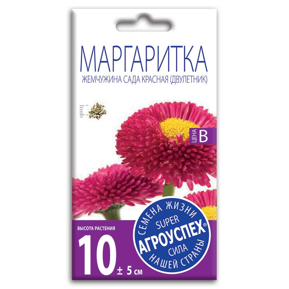 

Семена маргаритка Агроуспех Жемчужина сада красная 1 уп.