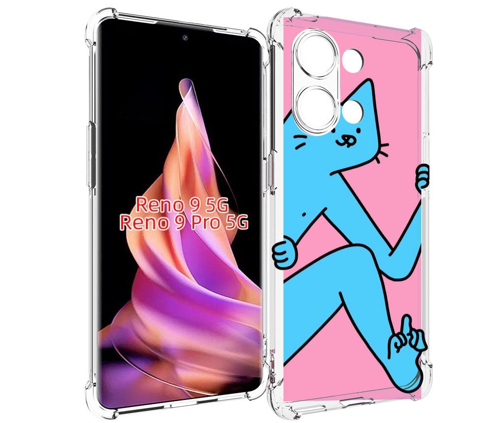

Чехол MyPads голубой кот в дверце для Oppo Reno 9/Reno 9 Pro, Прозрачный, Tocco