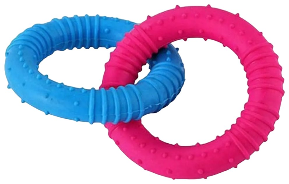 Игрушка для собак Uniglodis Кольца с шипами, цвет 1 - синий, цвет 2 - розовый