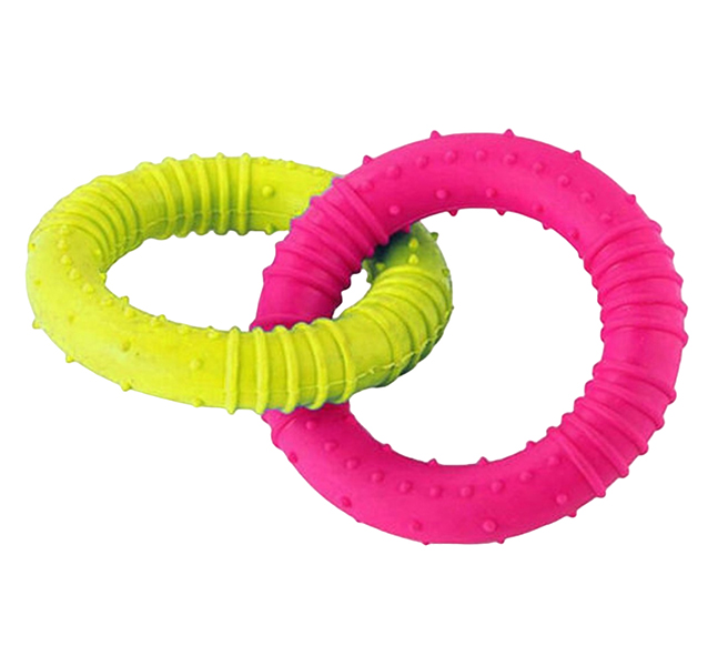 фото Игрушка для собак "кольца с шипами" (цвет 1: розовый, цвет 2: желтый) nobrand
