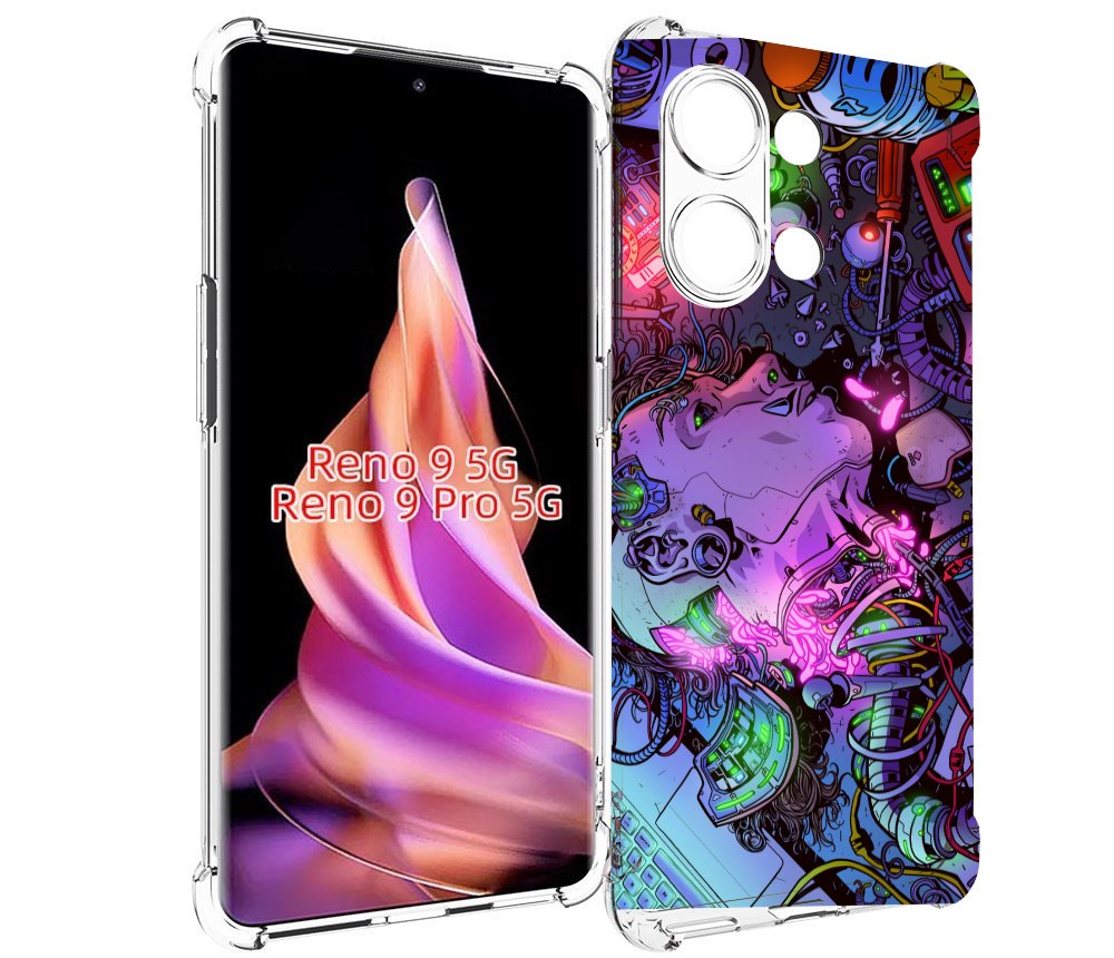 Чехол MyPads голова робота мультик для Oppo Reno 9/Reno 9 Pro