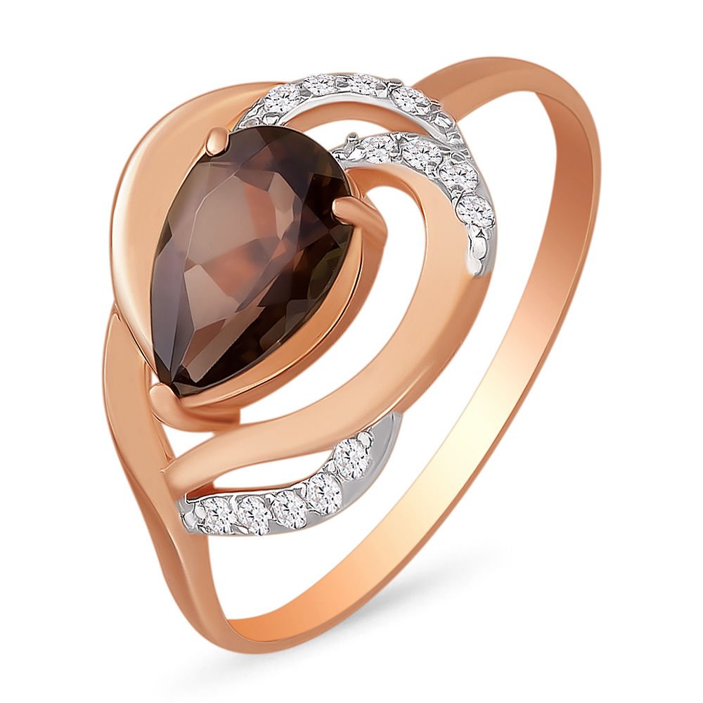 

Кольцо женское из красного золота с раухтопазом 585Gold 201007715, р, 201007715