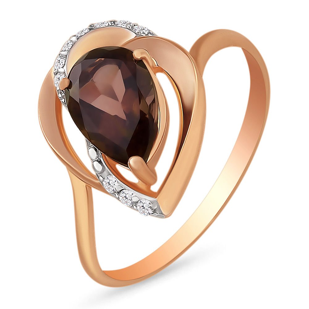 

Кольцо женское из красного золота с раухтопазом 585Gold 201010963, р. 18, 201010963