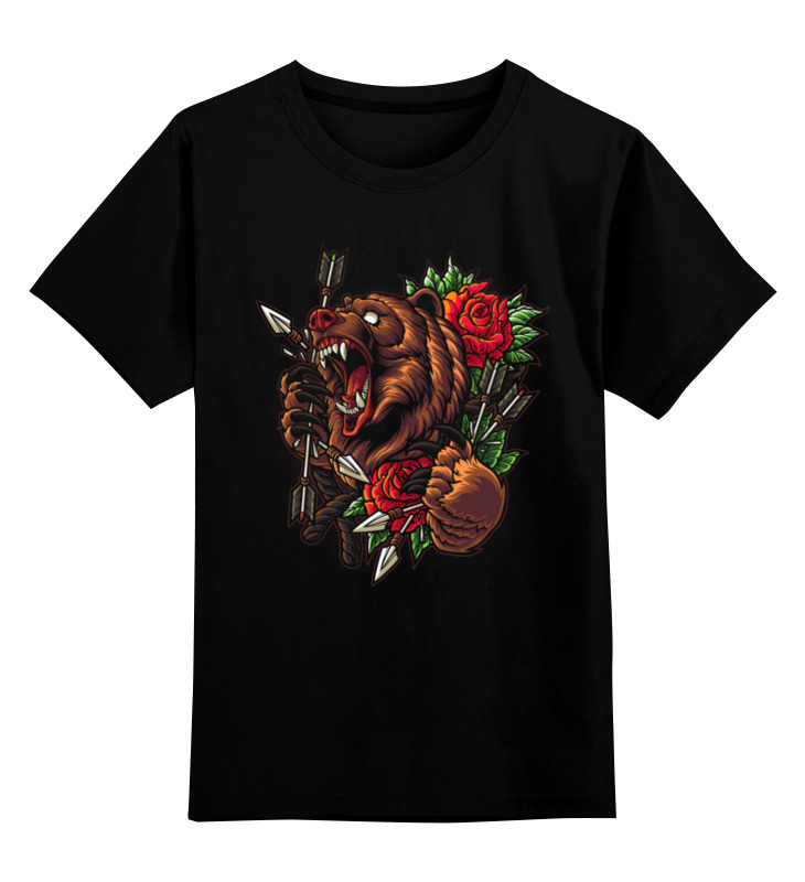 

Футболка детская Printio bear&roses цв. черный р. 116, bear&roses