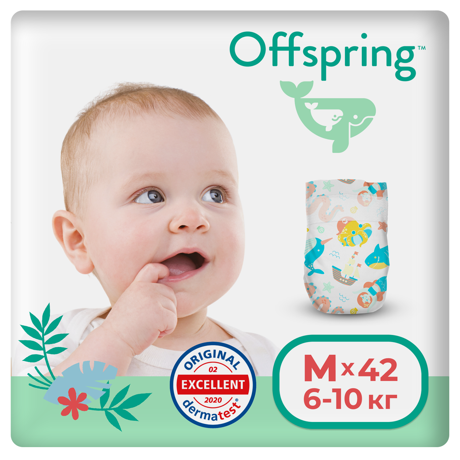 фото Подгузники offspring, m 6-10 кг. 42 шт. расцветка карибы