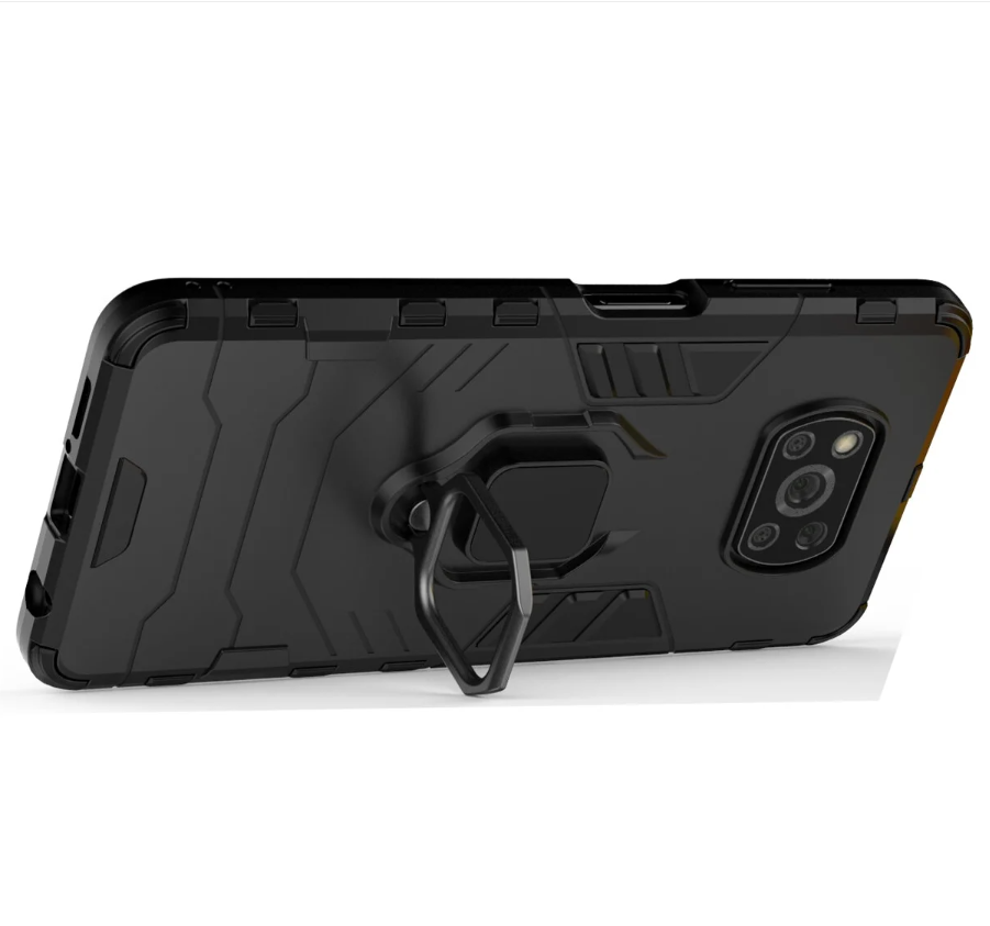 

Противоударный чехол с кольцом Panther Case для Xiaomi Poco X3 Pro / X3 NFC, Черный