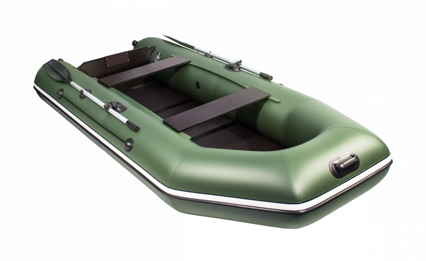Надувная лодка Аква 3200 СКК, зелёная, слань-книжка+киль в комплекте