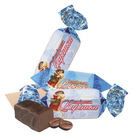 

Конфеты пралиновые Конфил Варенька с арахисом-вафельной крошкой-натуральным кофе в глазури