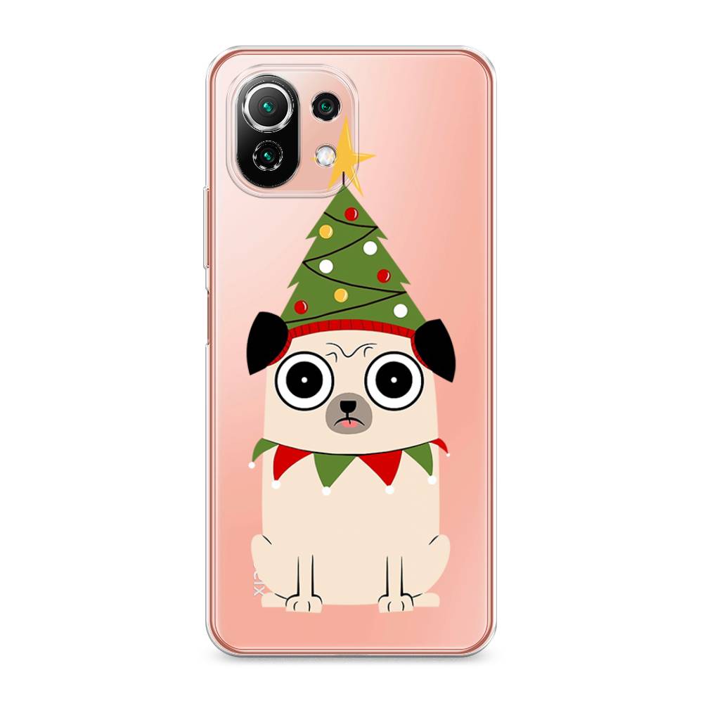 

Чехол на Xiaomi Mi 11 Lite "Собачка с ёлочкой", Бежевый;красный;зеленый, 311750-1