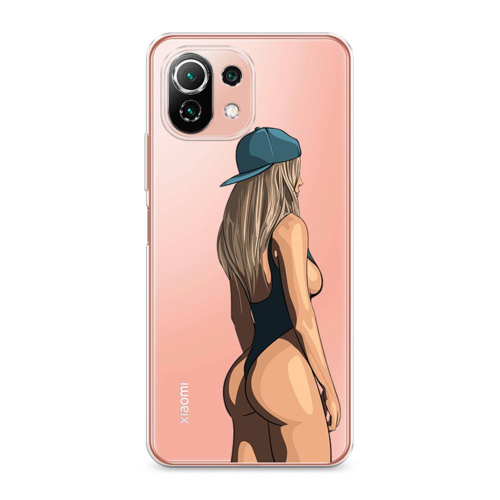 

Чехол на Xiaomi Mi 11 Lite "Девушка в черном купальнике", Зеленый;бежевый;черный, 311750-6