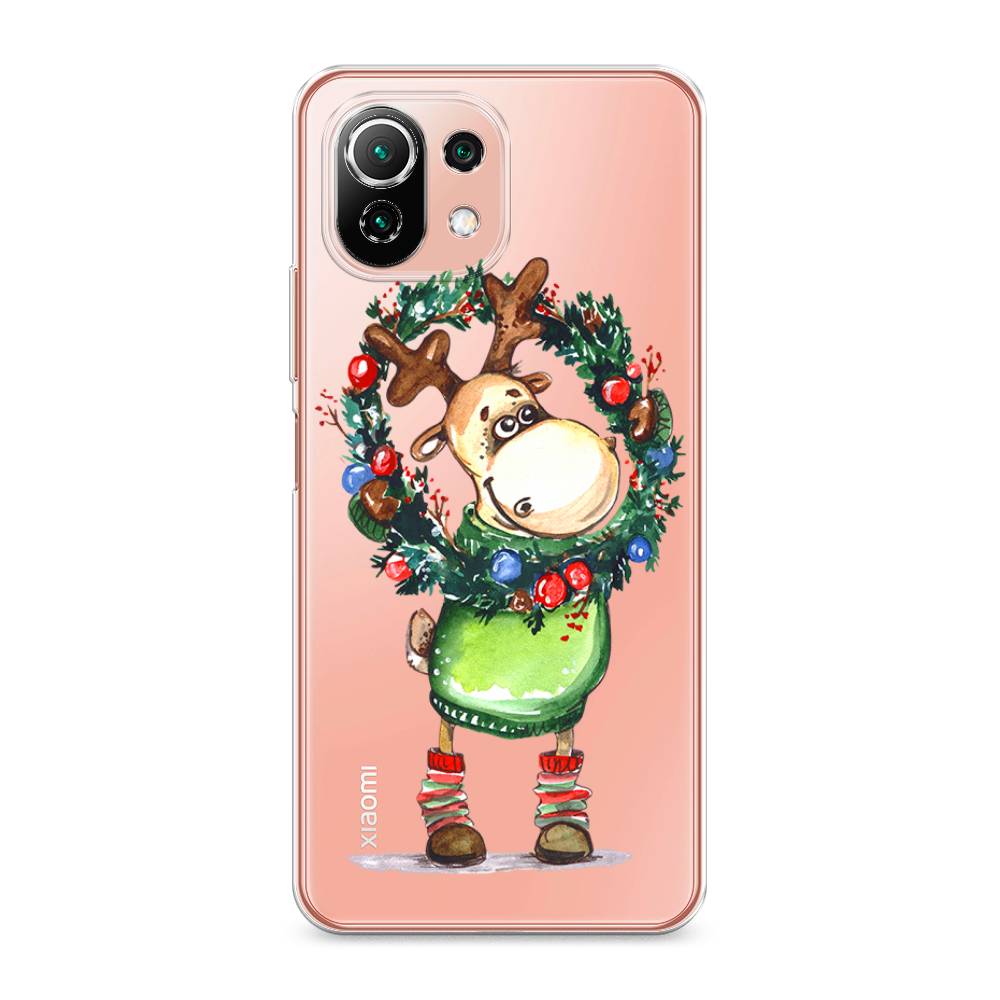 

Чехол на Xiaomi Mi 11 Lite "Олень с новогодним венком", 311750-4