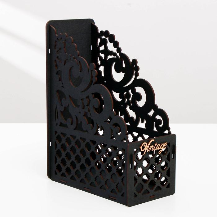 

Подставка для бумаг "Винтаж" А5, 9,5х18х24,5 см, МДФ, Черный