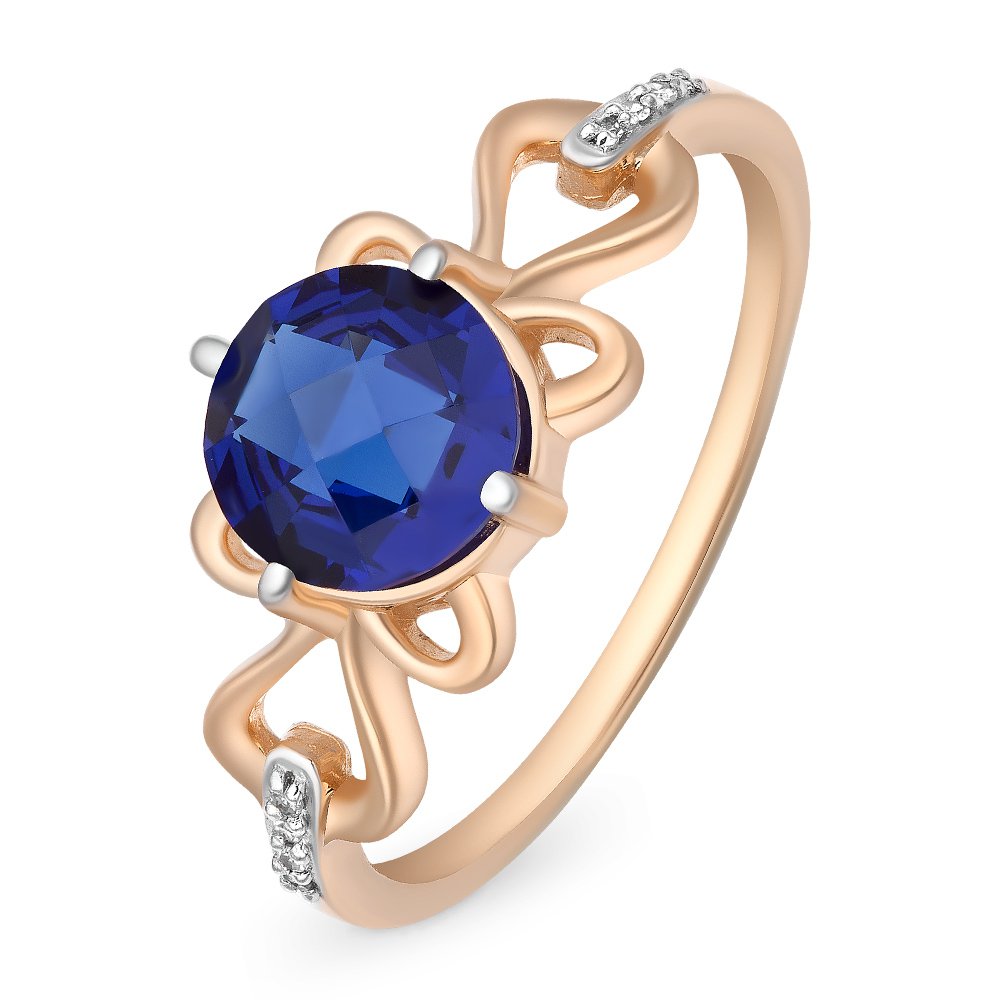 

Кольцо женское из красного золота с сапфиром, бриллиантом 585Gold 101011564, р, 101011564