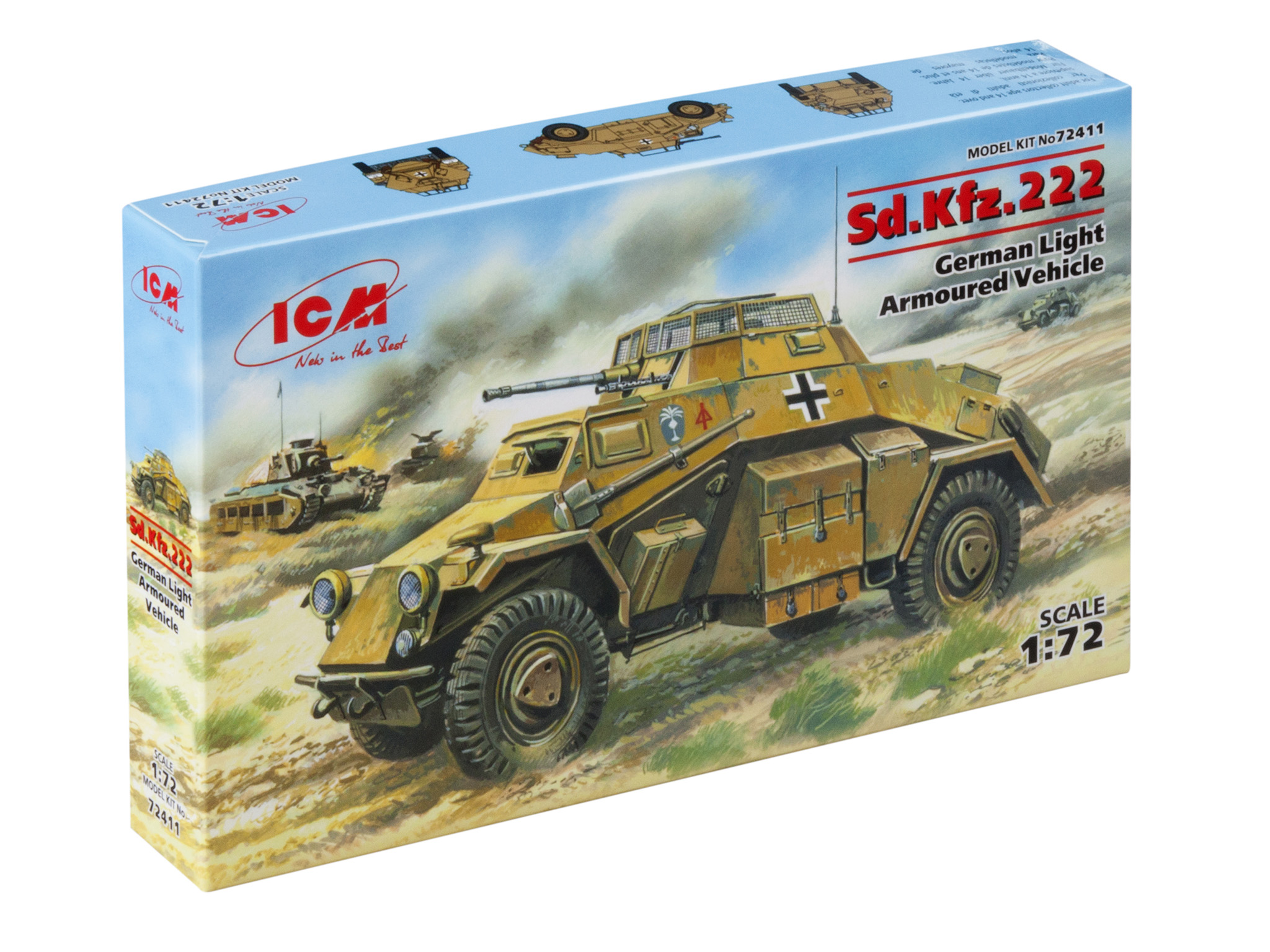 фото Сборная модель icm 1/72 германский легкий бронеавтомобиль sd.kfz.222 72411