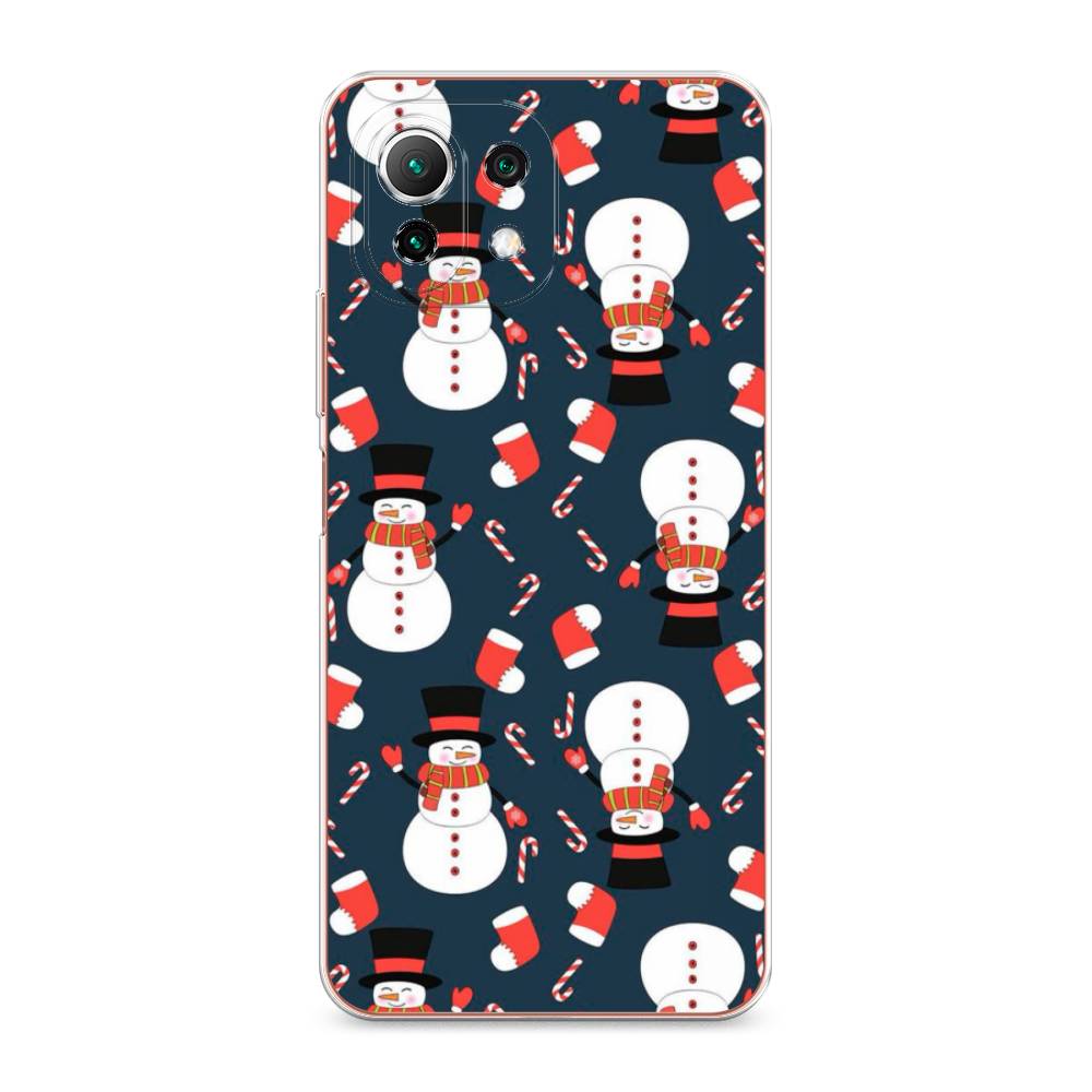 

Чехол на Xiaomi Mi 11 Lite "Синие снеговики", Синий;белый;красный, 311750-5
