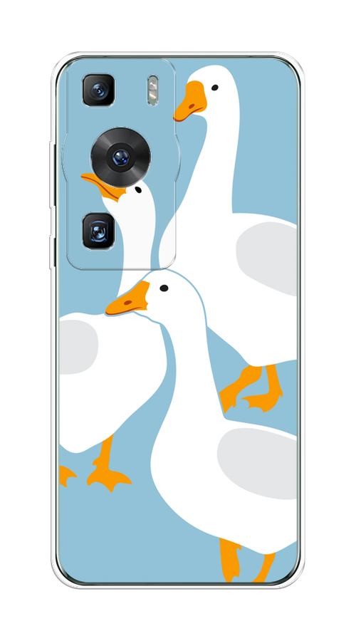 

Чехол на Huawei P60/P60 Pro "Гусиное трио", Голубой;белый;серый;желтый, 6121050-1