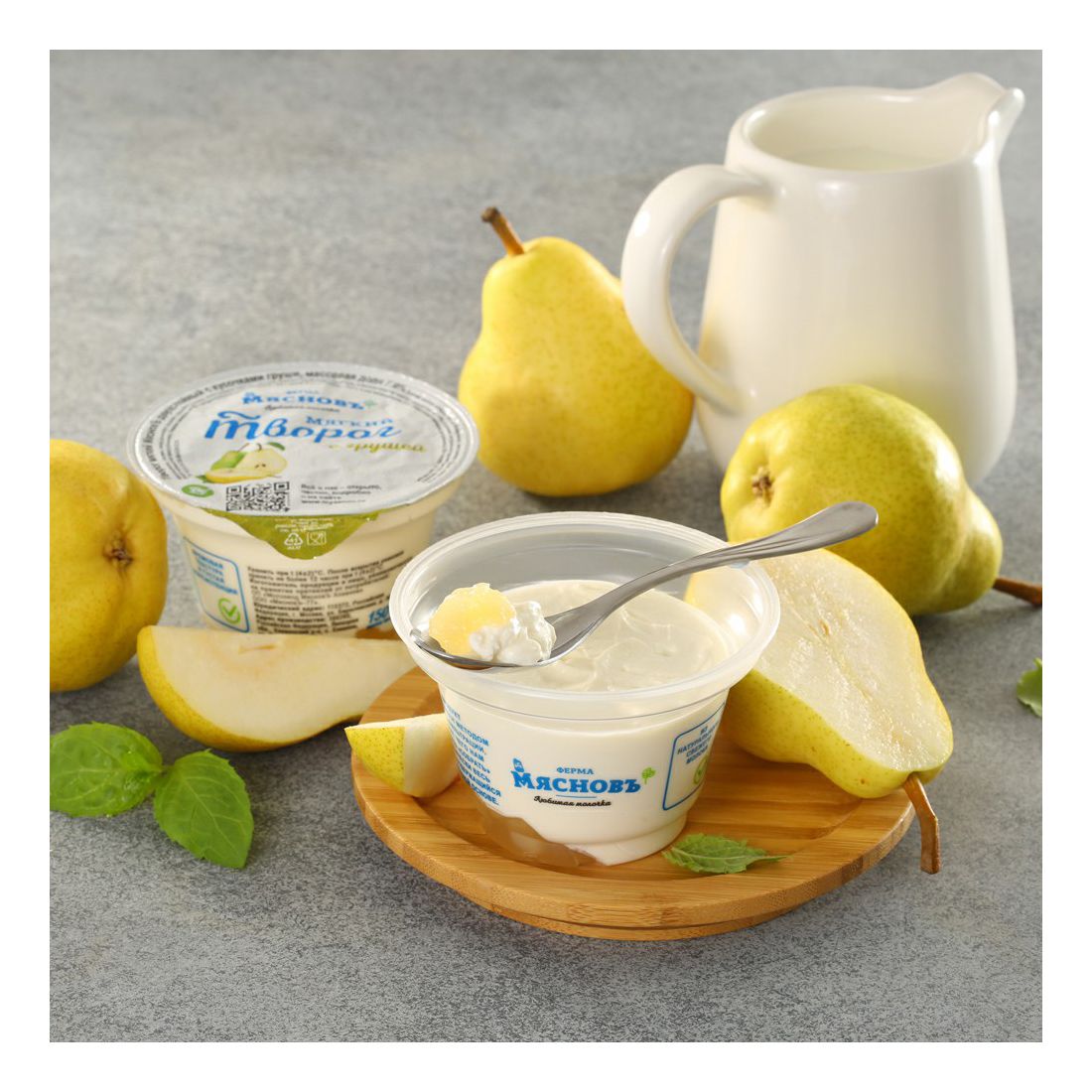 

Творог мягкий двухслойный МясновЪ ФЕРМА с кусочками груши 7% 150 г
