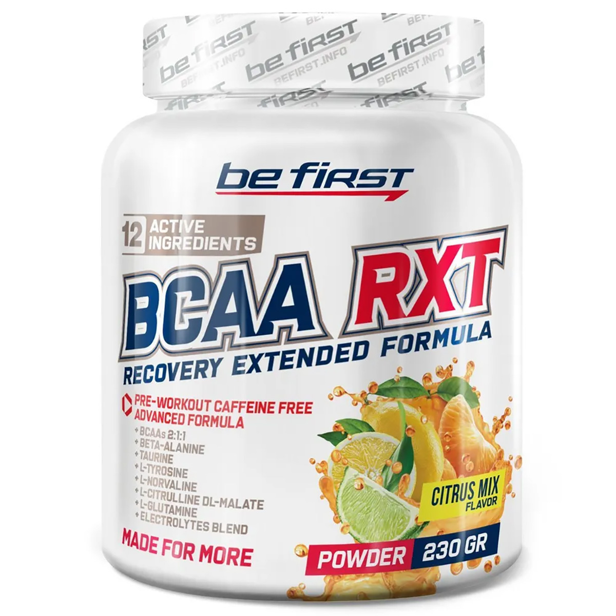 

Be First Recovery Extended Formula Powder BCAA 230 г, цитрусовый микс