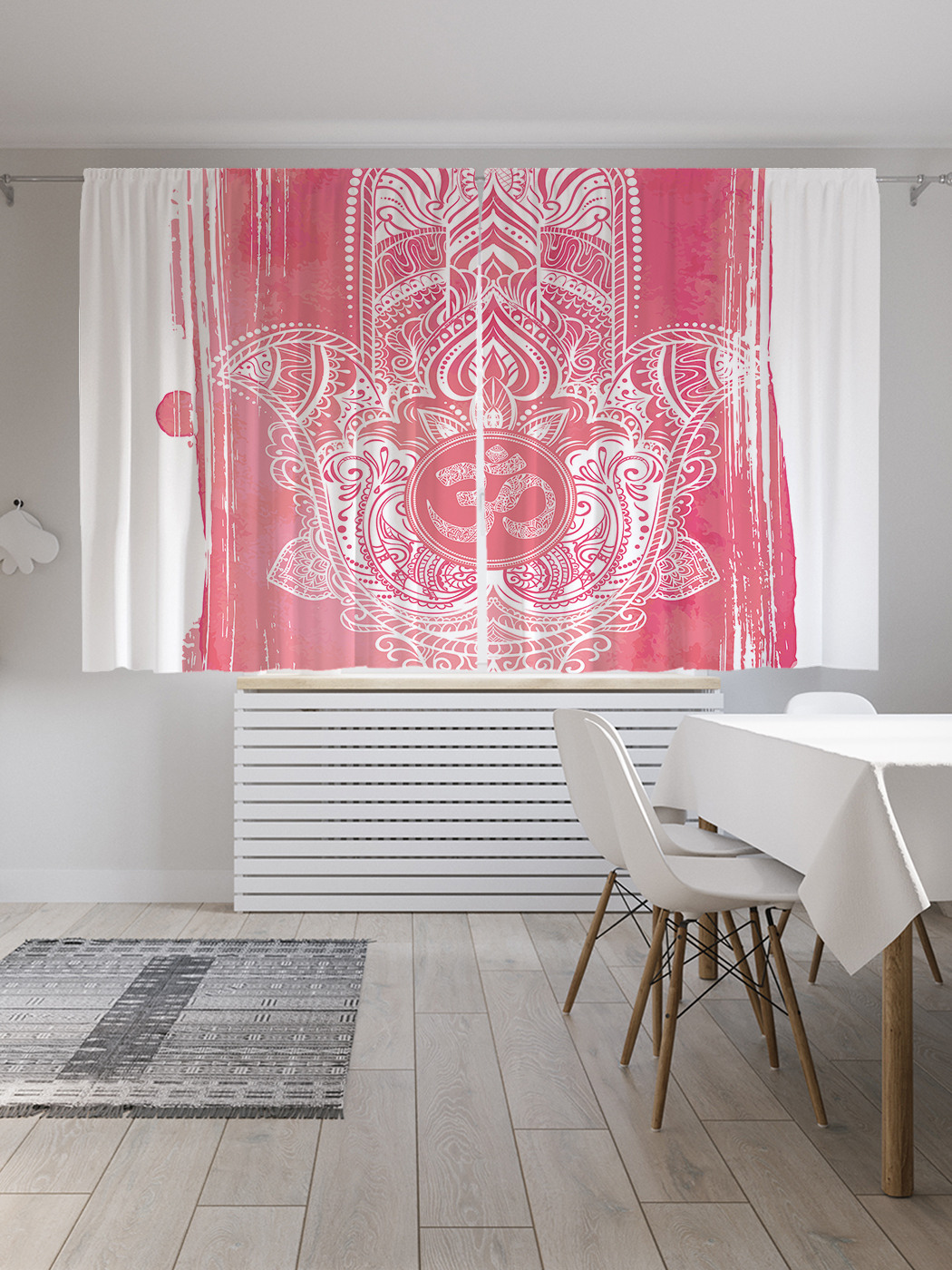 

Шторы с фотопечатью JoyArty "Ладонь медитации" из сатена, 290х180 см