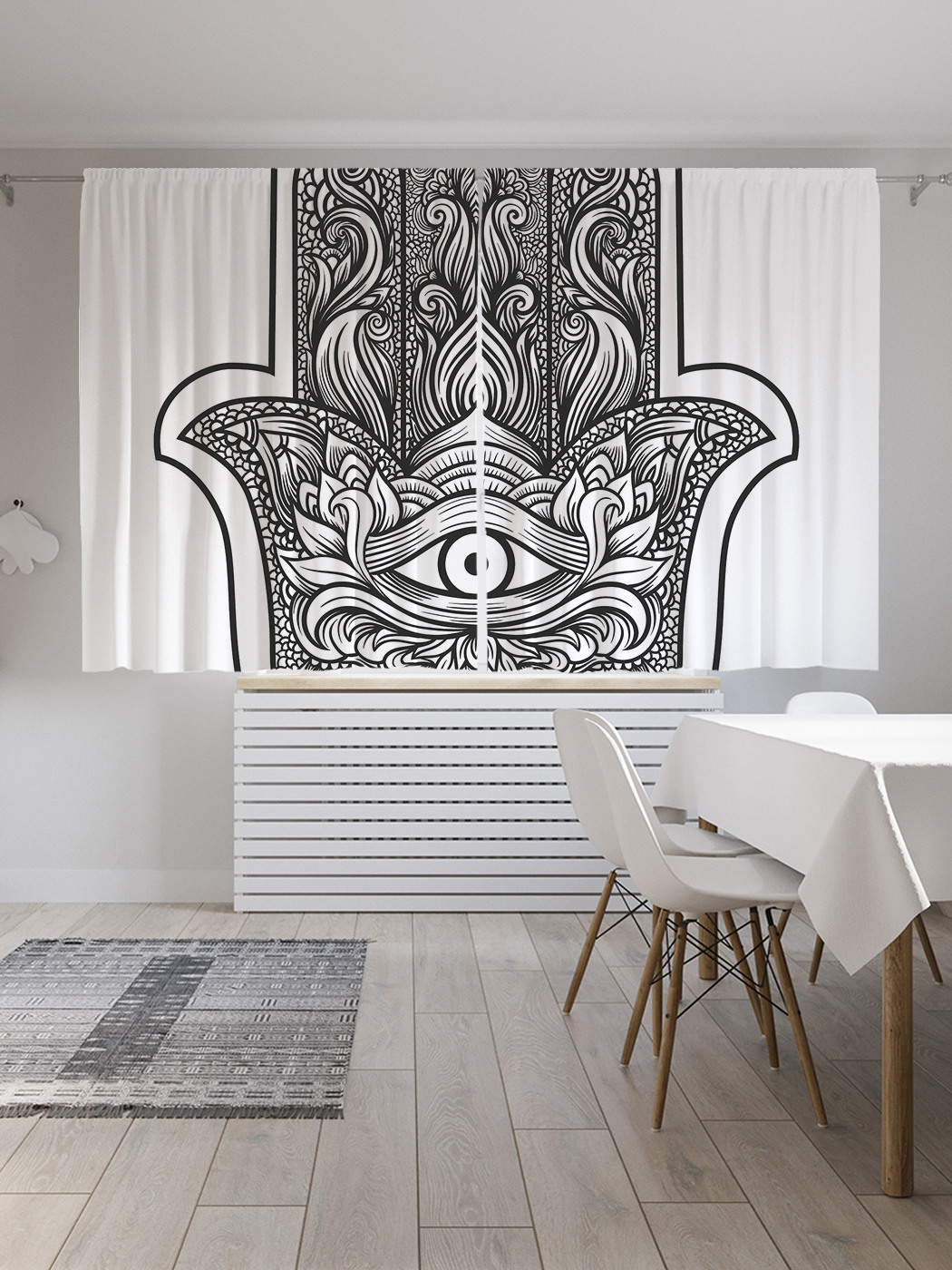 

Шторы с фотопечатью JoyArty "Всевидящее око в монохроме" из сатена, 290х180 см