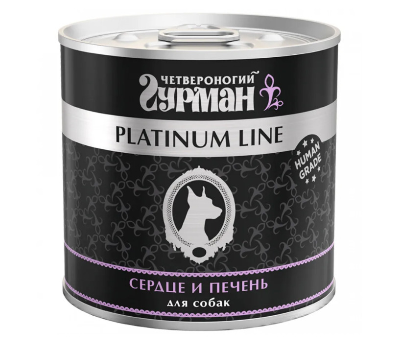 

Четвероногий Гурман Корм консервированный для собак Platinum Line Сердце и Печень, 240 г, Platinum Line
