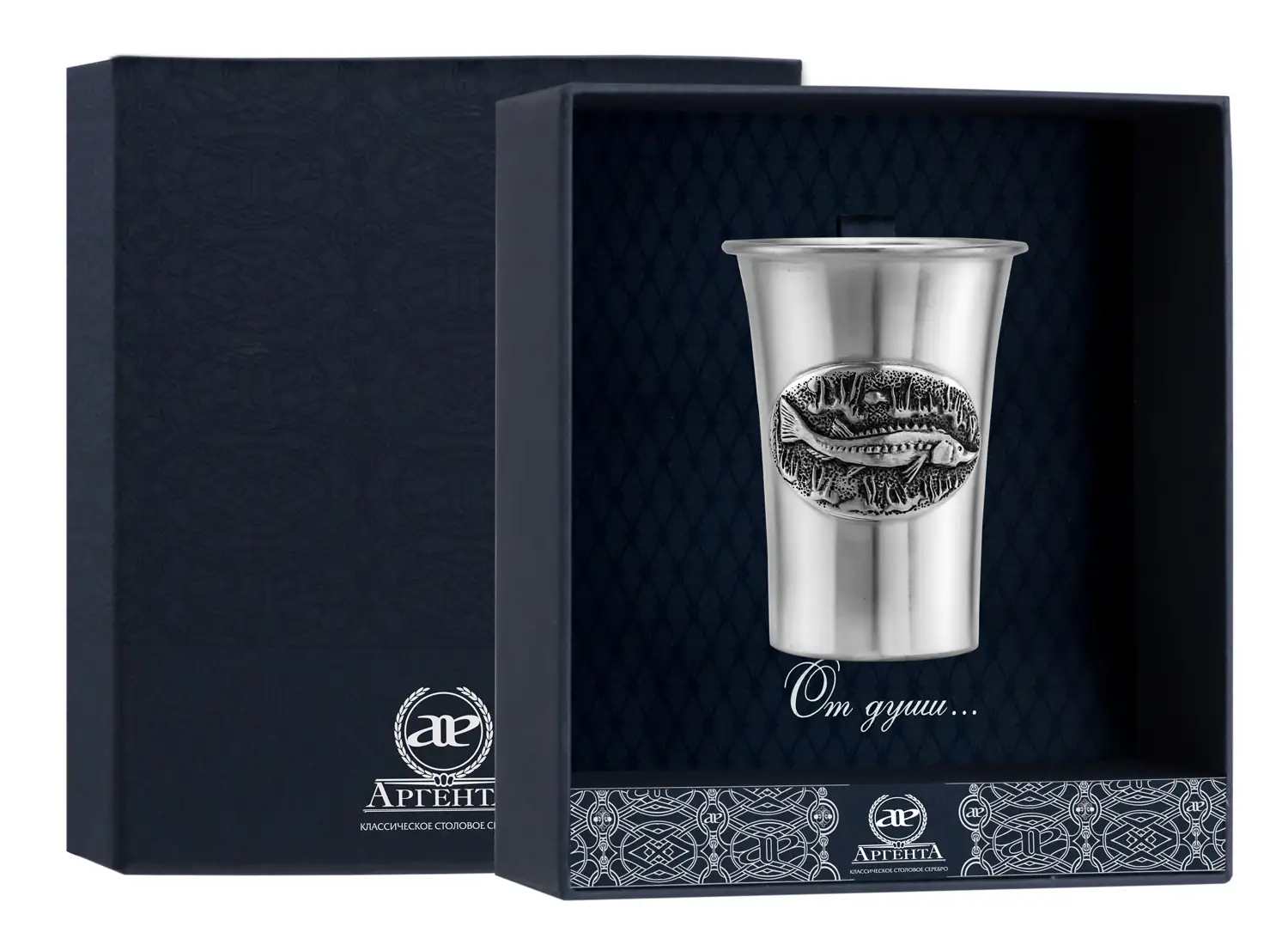 

Серебряная стопка "Осетр"985СТ00806