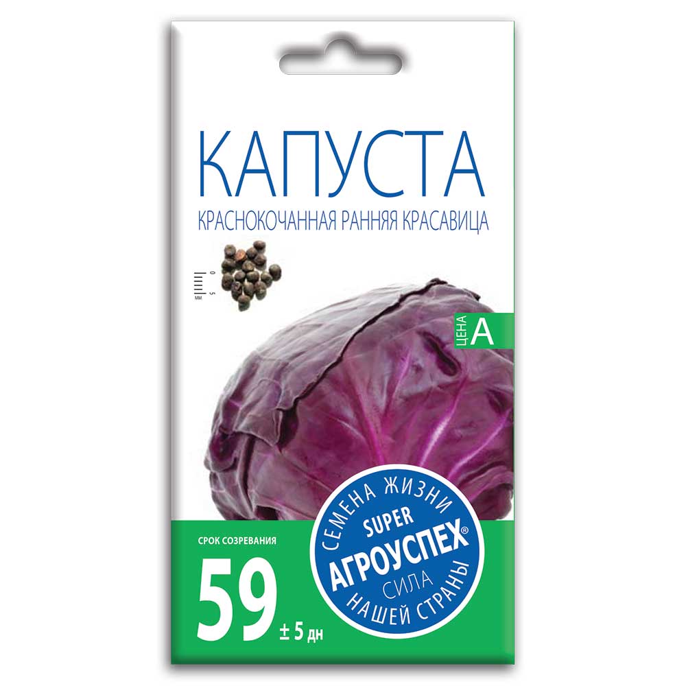 

Капуста краснокочанная Ранняя красавица, семена Агроуспех 0,3г