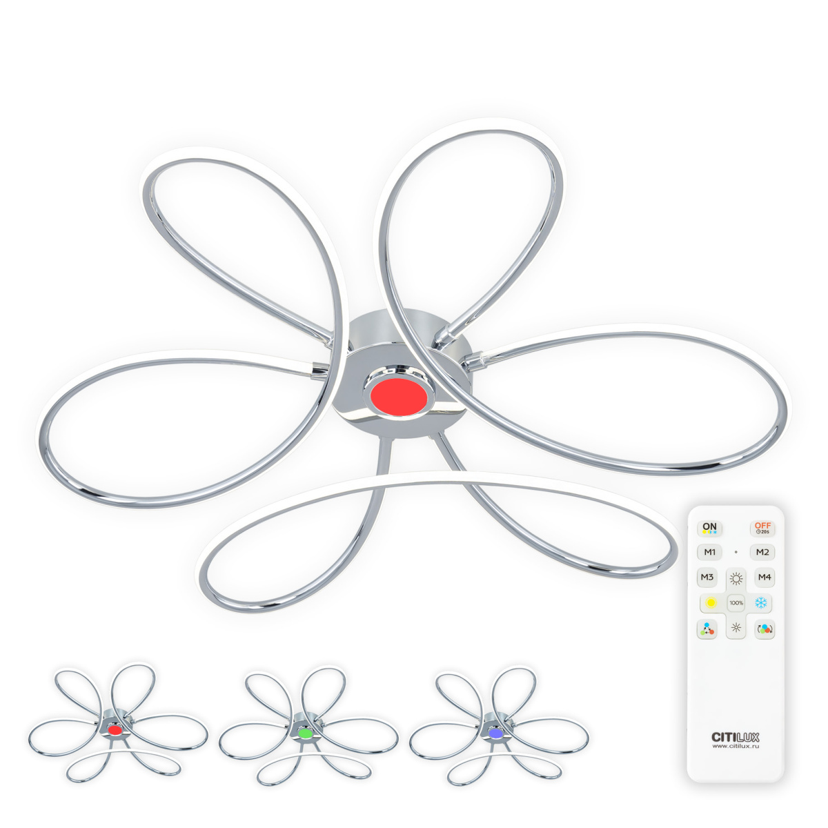 

Люстра Хром Мишель Citilux RGB Св-к CL229231, Citilux Мишель CL229231 RGB Люстра светодиодная с пультом Хром