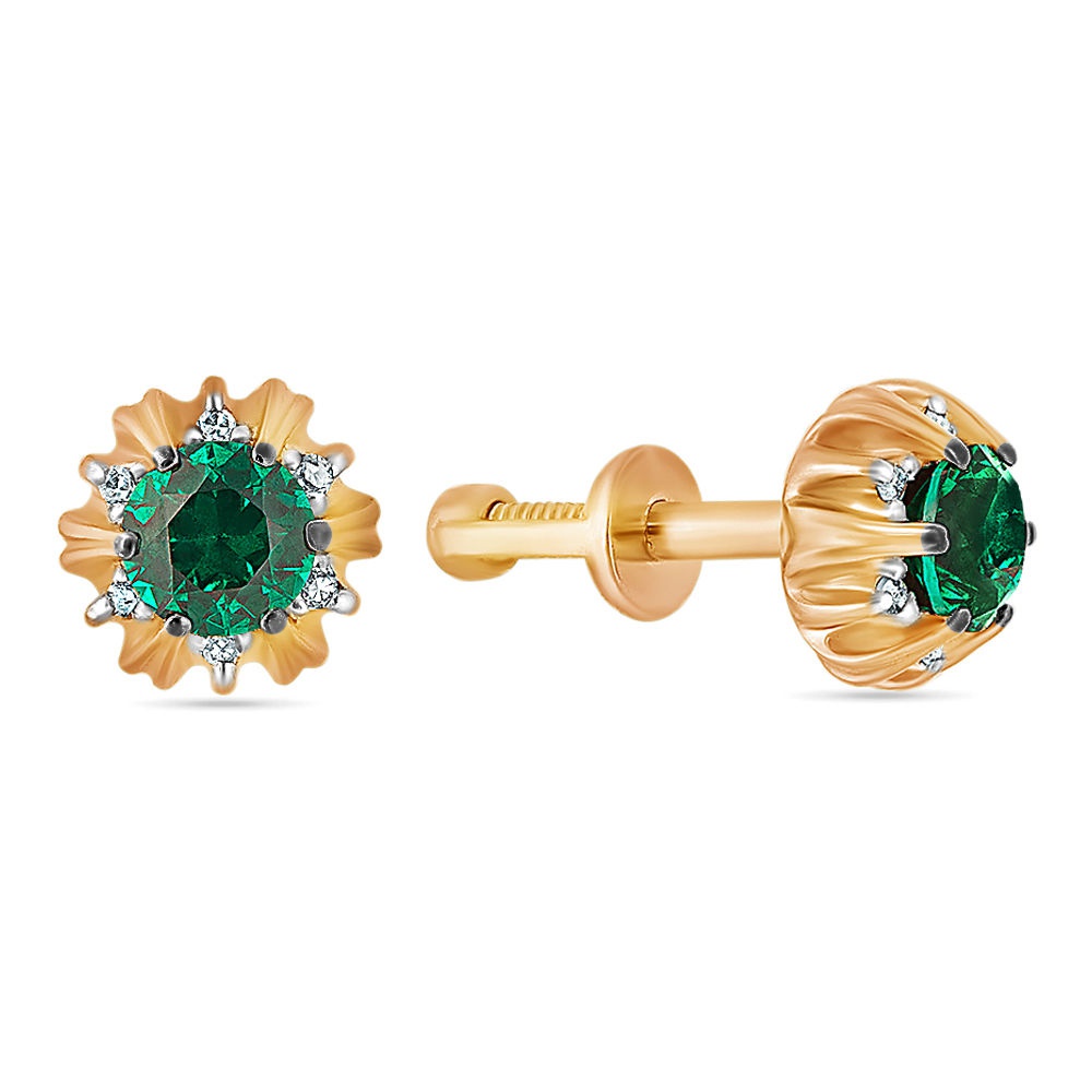 

Серьги из красного золота с изумрудом, бриллиантом 585Gold 102004464, 102004464