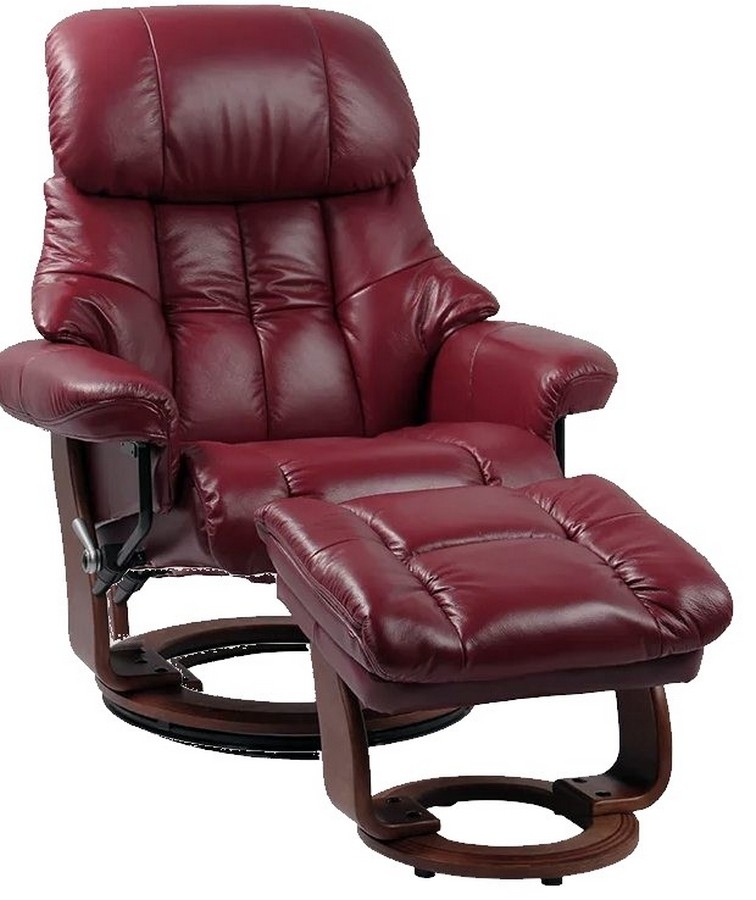 Кресло реклайнер механическое Falto Relax Lux 7438W - бордовое (кожа)