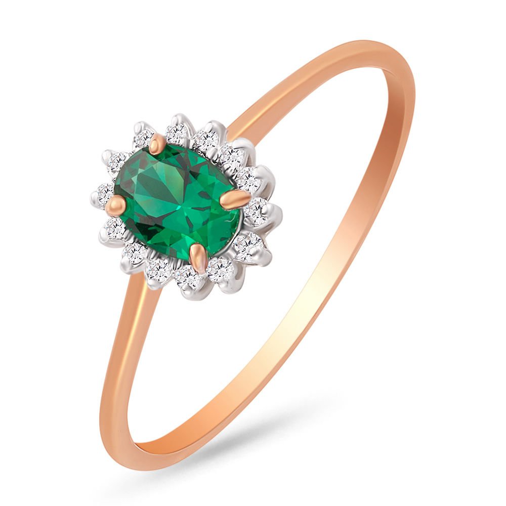 

Кольцо женское из красного золота с изумрудом, бриллиантом 585Gold 101008441, р, 101008441