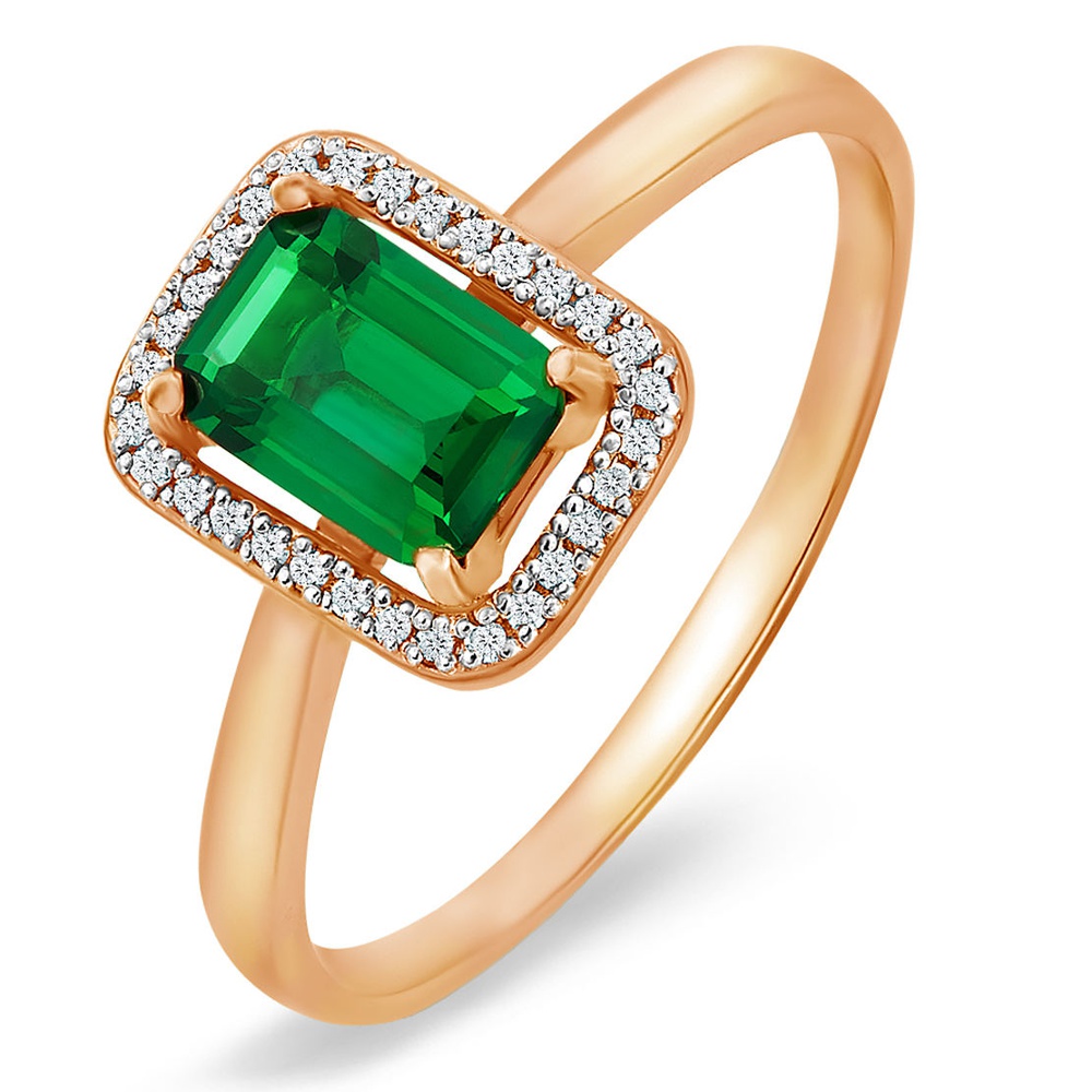 

Кольцо женское из красного золота с изумрудом, бриллиантом 585Gold 101001757, р, 101001757