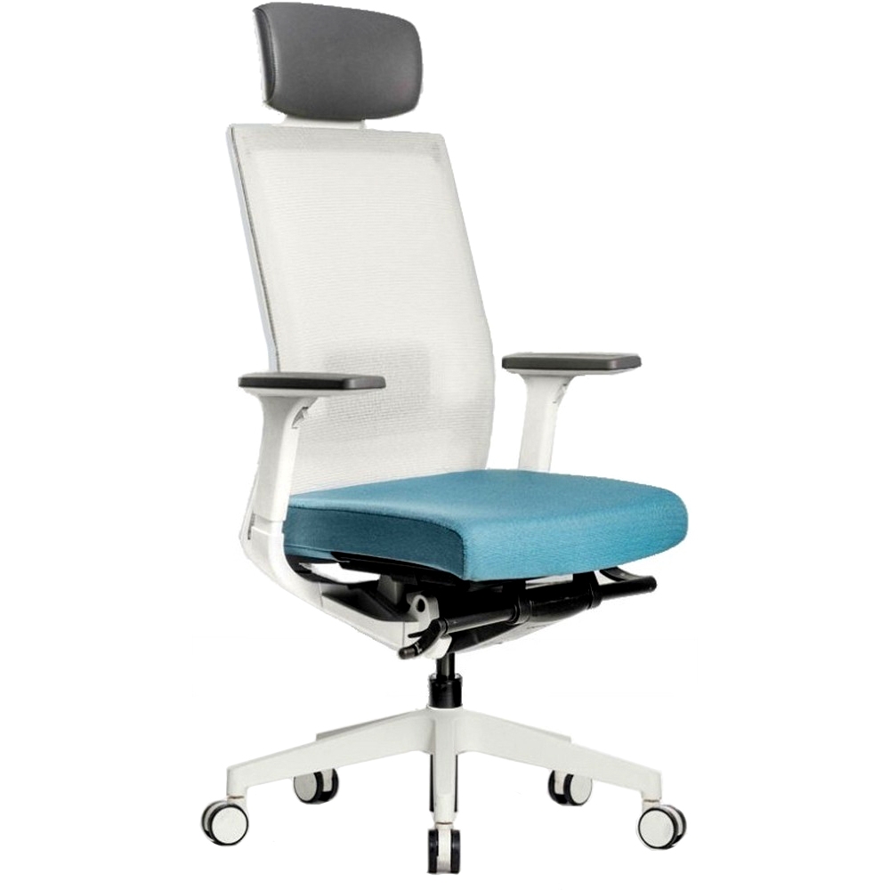 фото Офисное кресло falto a-1 aon 11wal каркас белый/спинка серая/сиденье синее