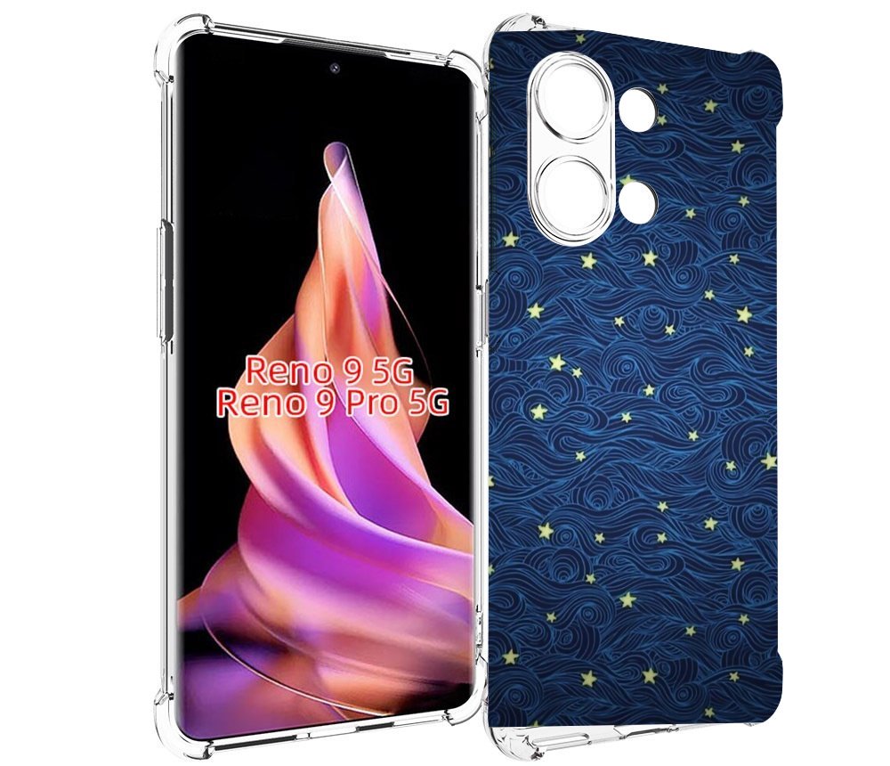 

Чехол MyPads волны с звездами акварель для Oppo Reno 9/Reno 9 Pro, Прозрачный, Tocco