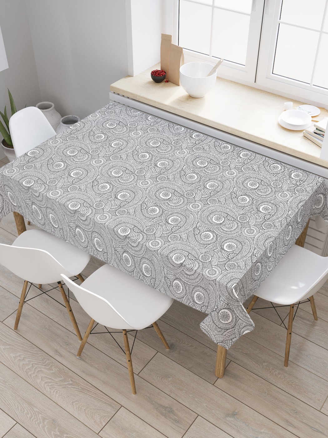 

Скатерть прямоугольная JoyArty "Абстрактные завихрения дудл" из оксфорда, 120x145 см, Серый, Абстрактные завихрения дудл