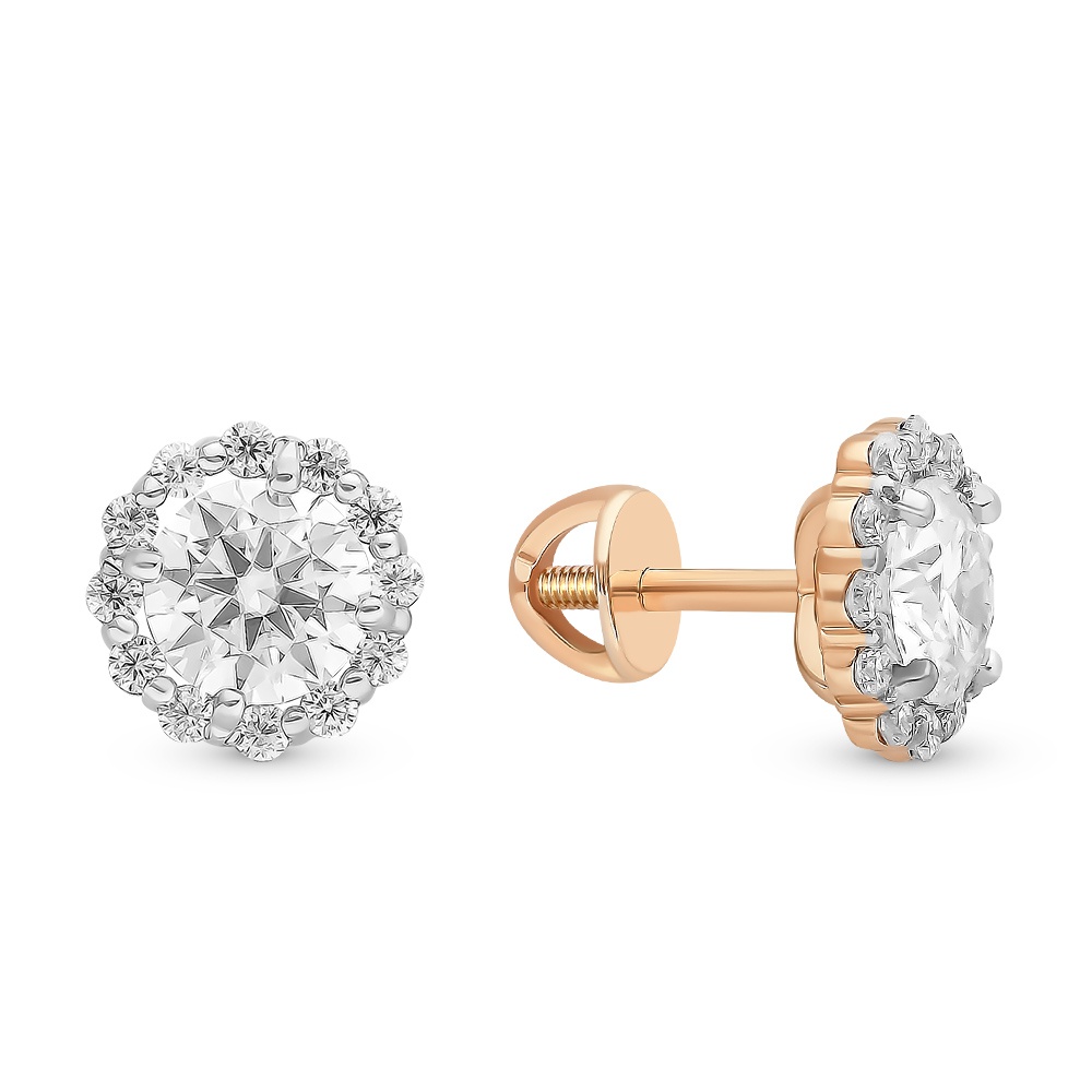 

Серьги пусеты из красного золота 585Gold 102007120, муассанит, 102007120