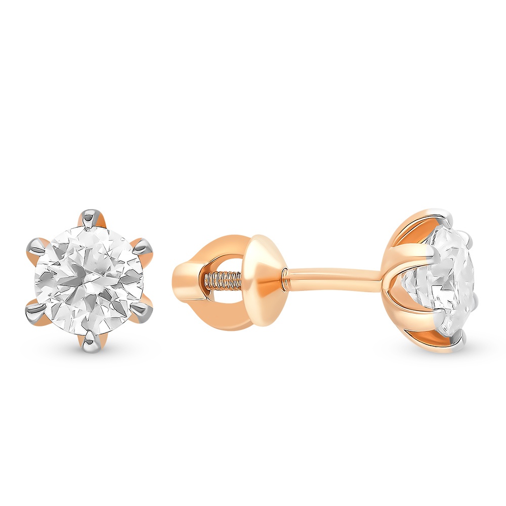 

Серьги пусеты из красного золота 585Gold 102007116, муассанит, 102007116