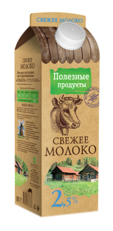 

Молоко 2,5% пастеризованное 950 мл Полезные продукты Свежее БЗМЖ