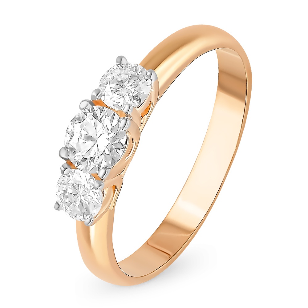 

Кольцо женское из красного золота с муассанитом 585Gold 101013894, р, 101013894