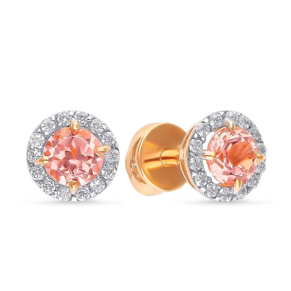 

Серьги из красного золота с морганитом, фианитом 585Gold 202007749, 202007749