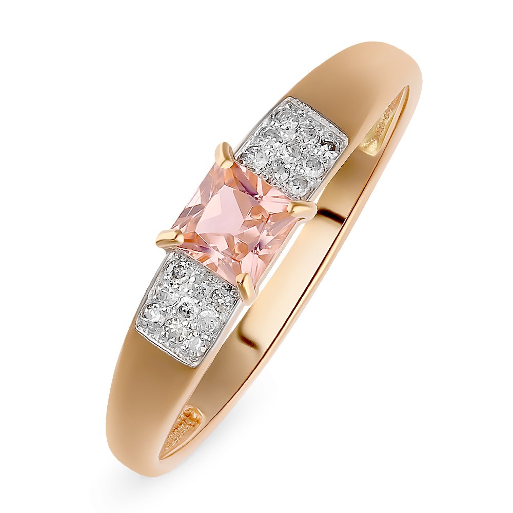 

Кольцо женское из красного золота с морганитом, бриллиантом 585Gold 201012656, р. 17,5, 201012656